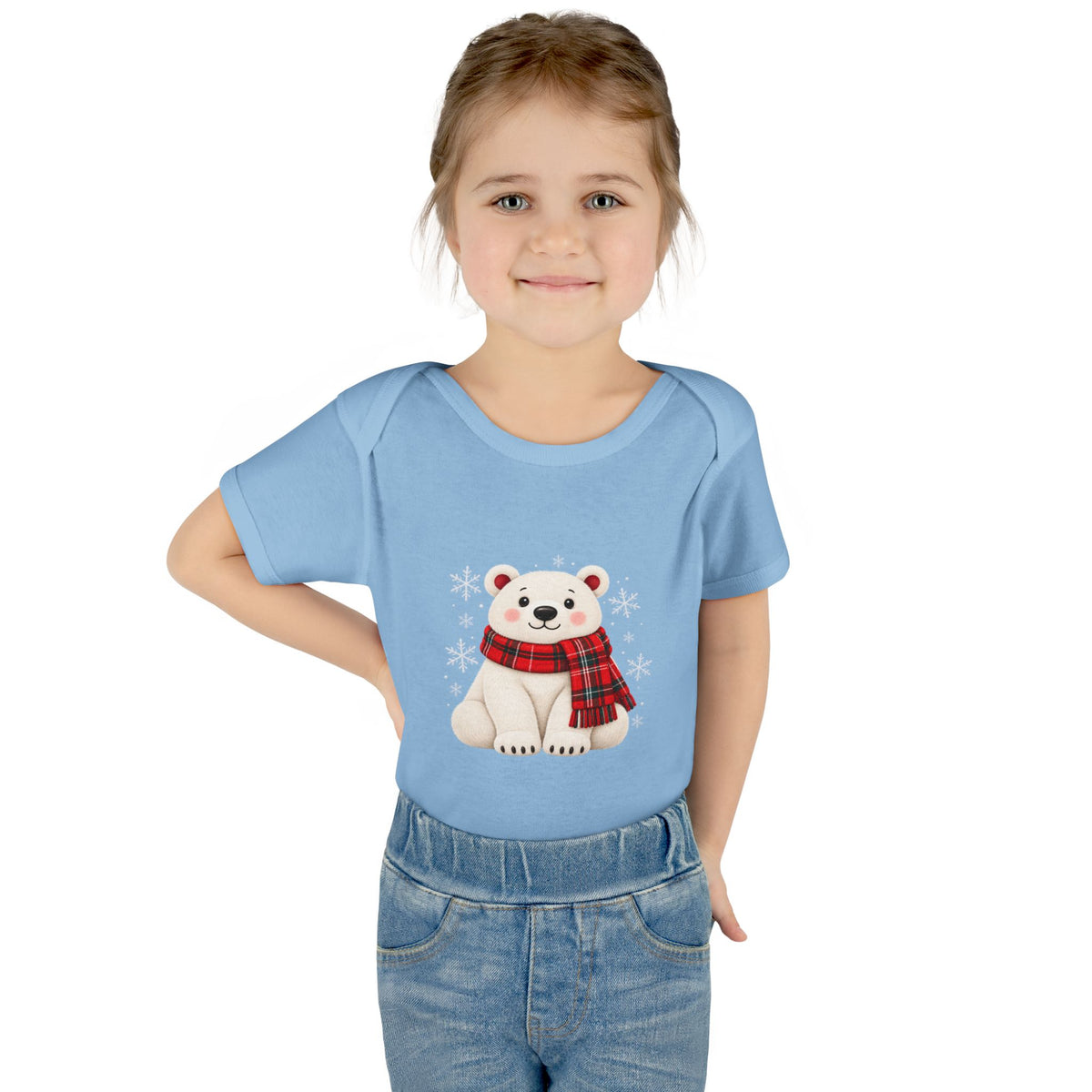 Polar Bear Plaid Matching Family Christmas Baby Bodysuit