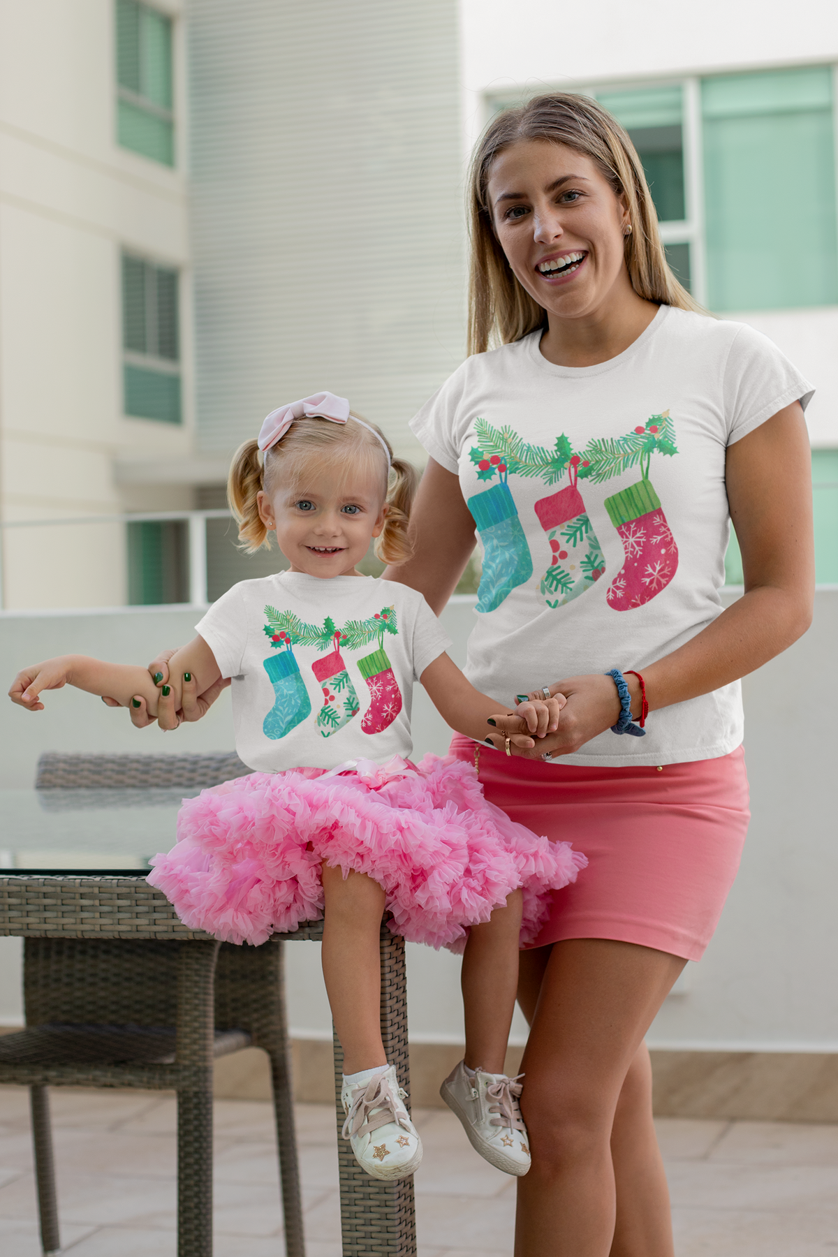 Christmas Stockings Mommy & Me Matching Christmas Shirt – Daughter Kids Tee
