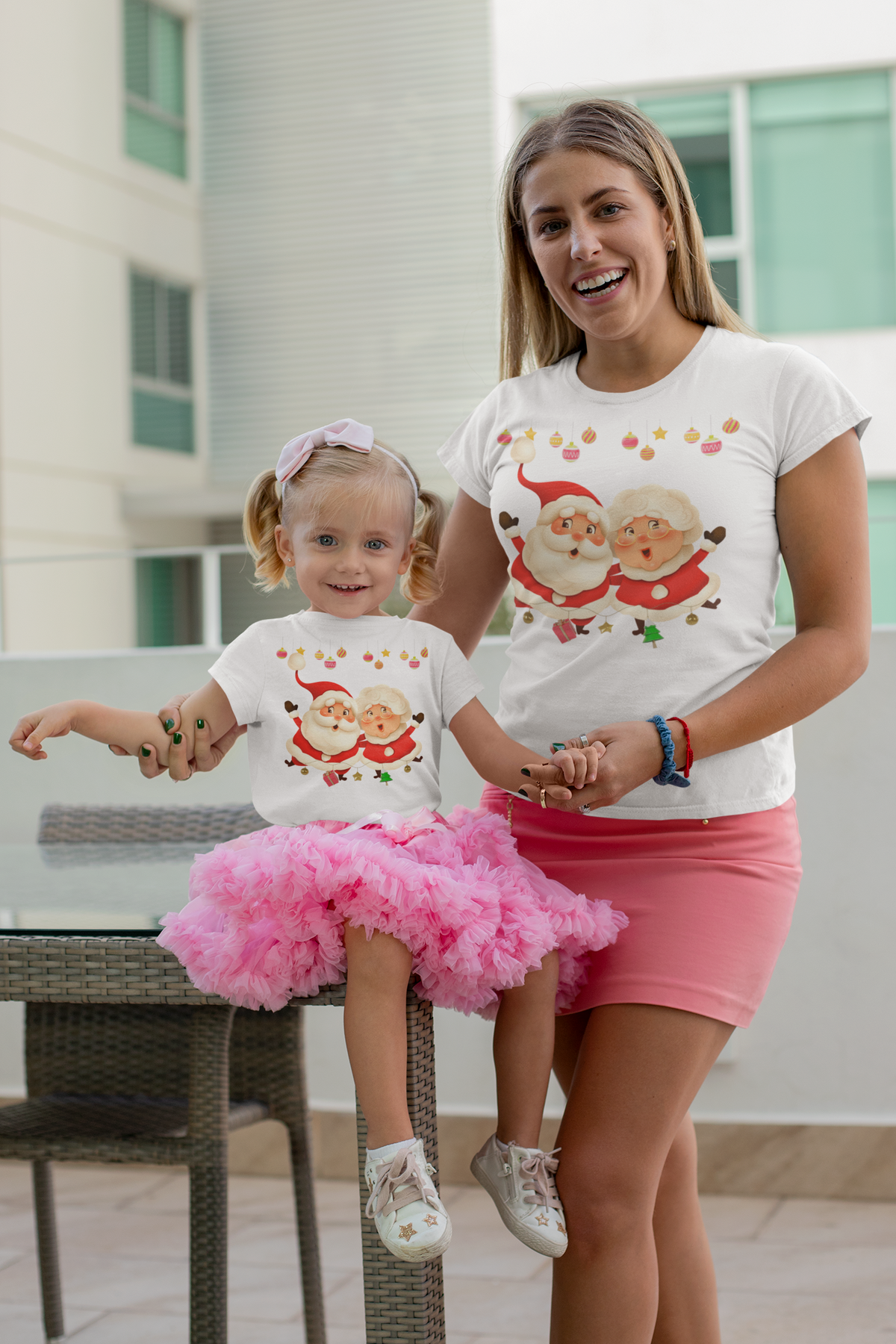 Santa & Mrs. Claus Ornaments Mommy & Me Matching Christmas Shirt – Daughter Kids Tee