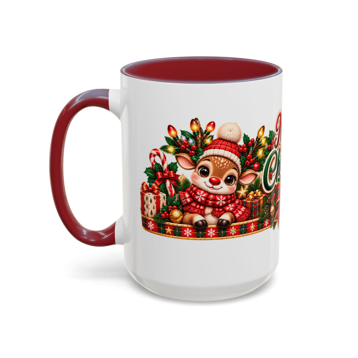 Cozy Cream Reindeer Christmas Mug