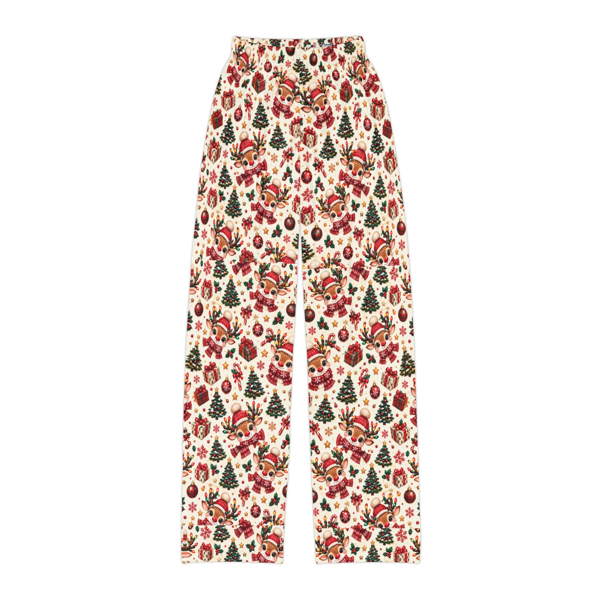 Cozy Cream Reindeer kids Christmas lounge pants