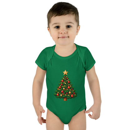 Evergreen Tree Plaid Matching Family Christmas Baby Bodysuit