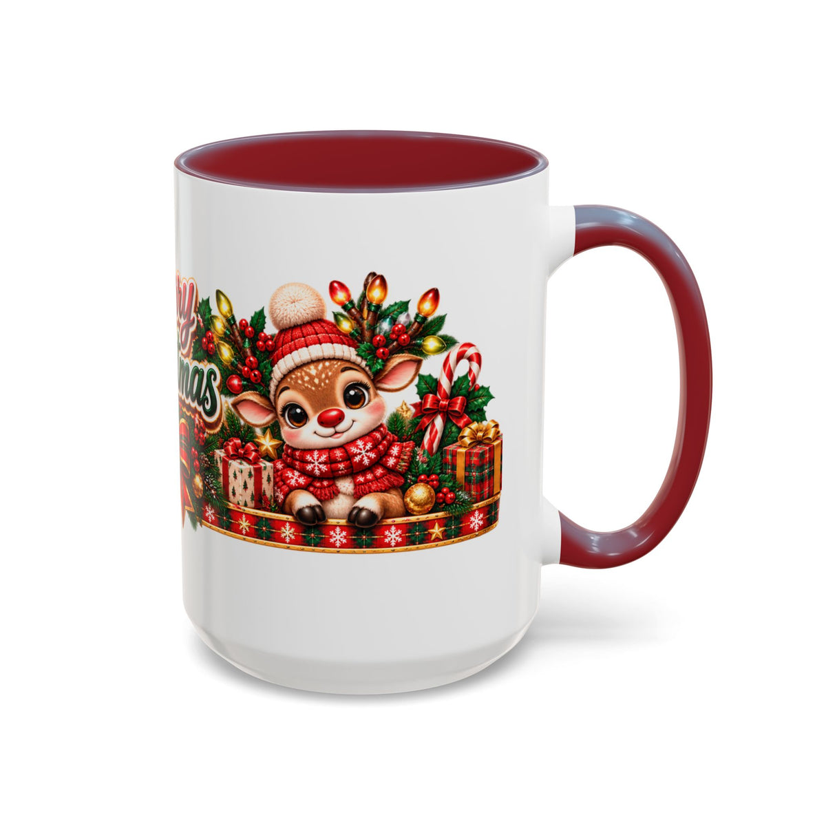 Cozy Cream Reindeer Christmas Mug