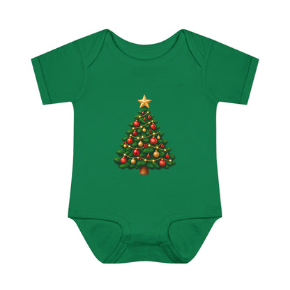 Evergreen Tree Plaid Matching Family Christmas Baby Bodysuit