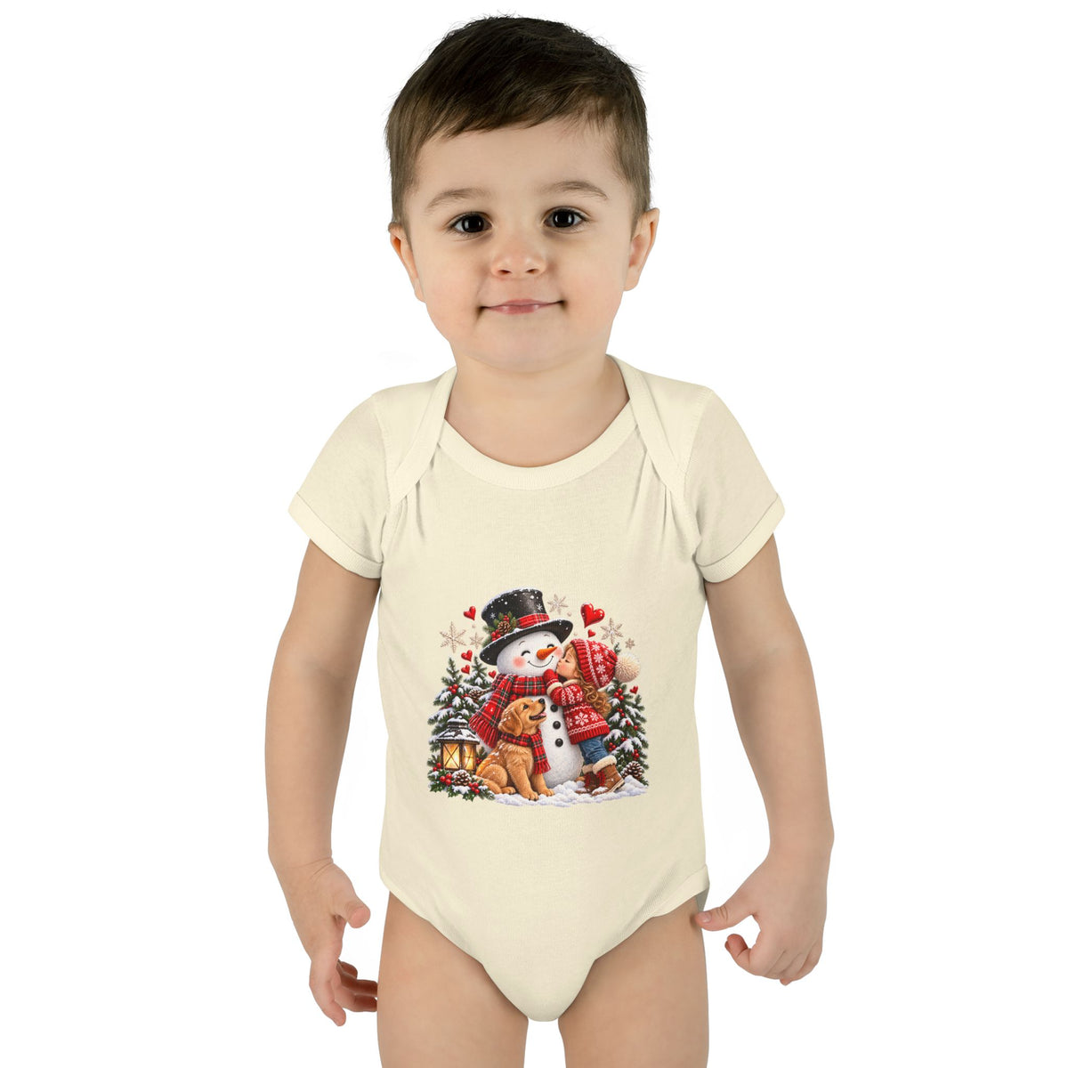 Snowman Kisses Matching Family Christmas Baby Bodysuit