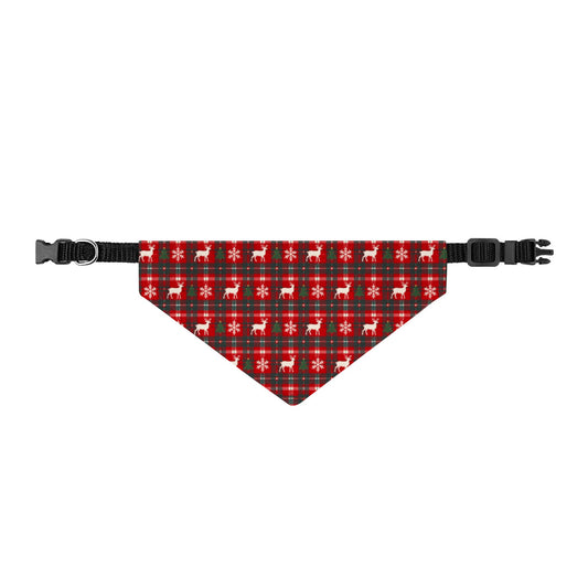 Reindeer Plaid Christmas Dog Bandana