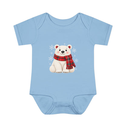 Polar Bear Plaid Matching Family Christmas Baby Bodysuit