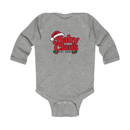 Baby Claus Christmas Bodysuit – Heather Grey, front view