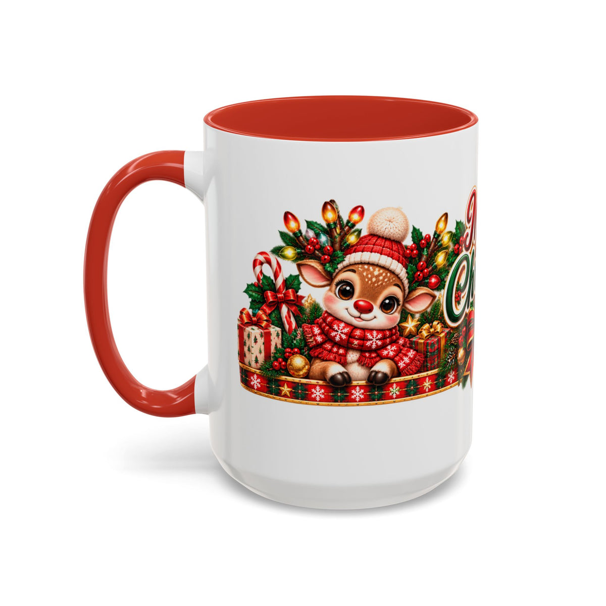 Cozy Cream Reindeer Christmas Mug