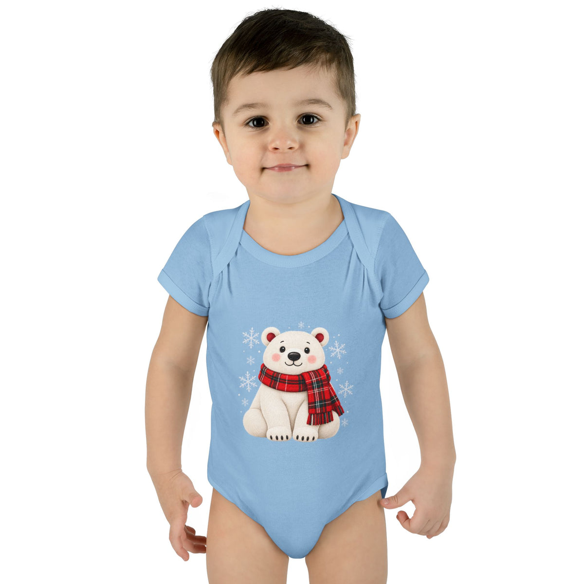 Polar Bear Plaid Matching Family Christmas Baby Bodysuit