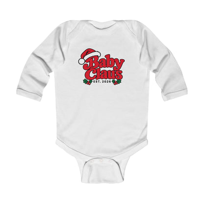 Baby Claus Christmas Bodysuit – White, front view