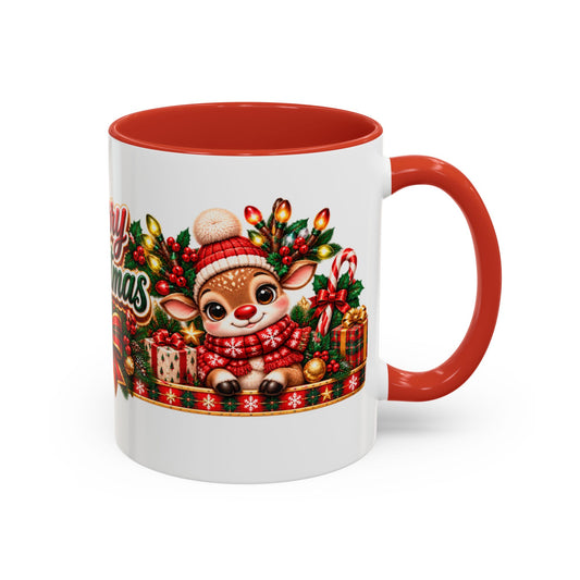 Cozy Cream Reindeer Christmas Mug
