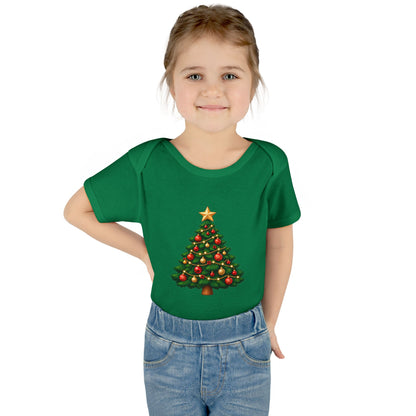 Evergreen Tree Plaid Matching Family Christmas Baby Bodysuit