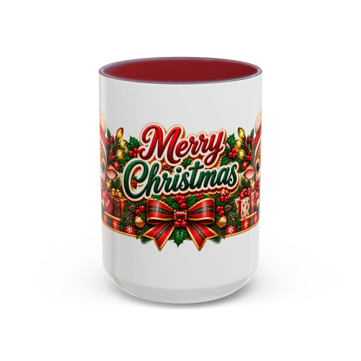 Cozy Cream Reindeer Christmas Mug