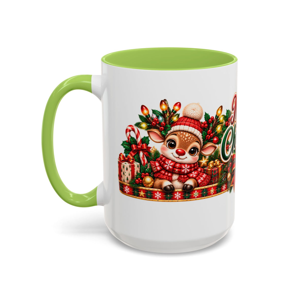 Cozy Cream Reindeer Christmas Mug