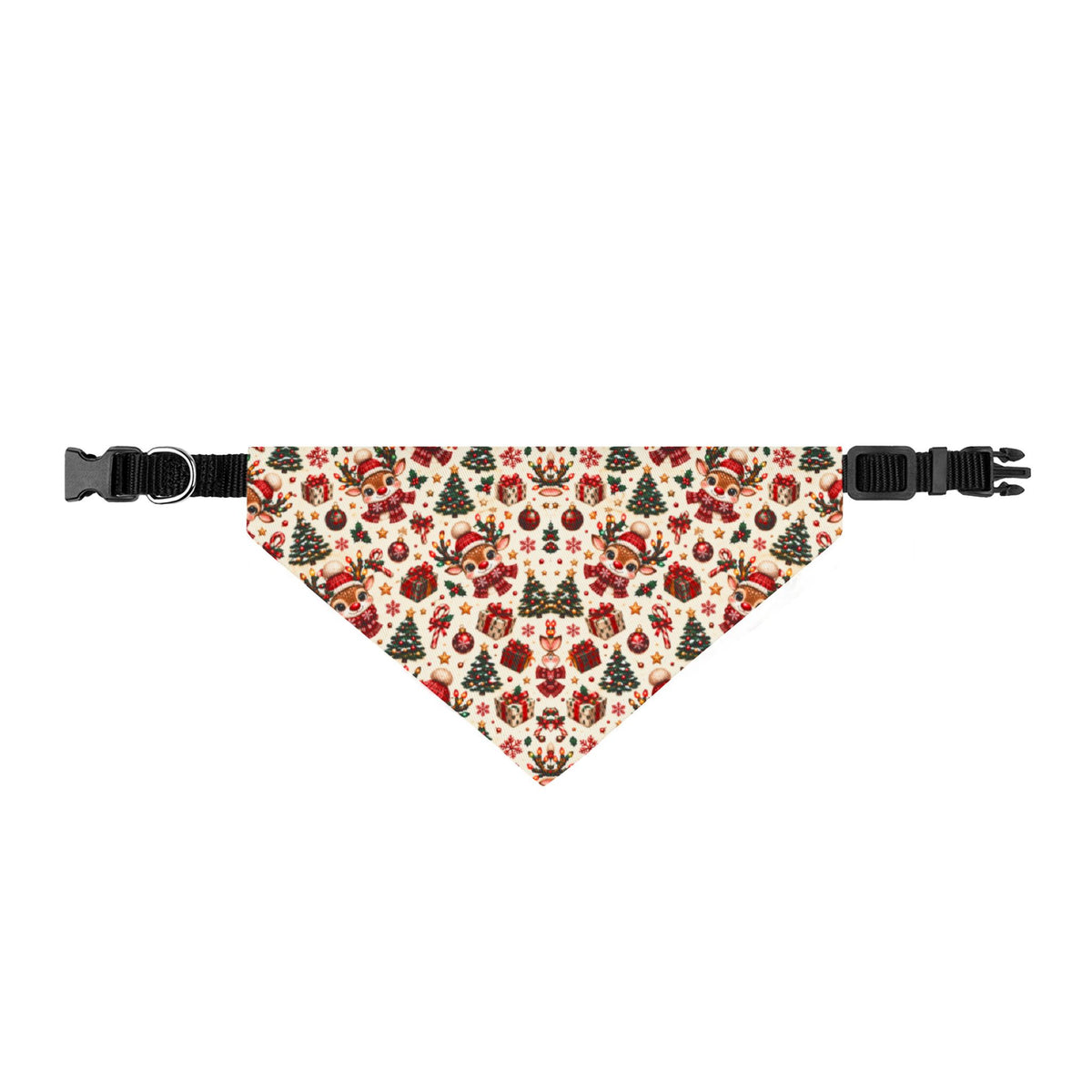 Cozy Cream Reindeer Christmas Dog Bandana