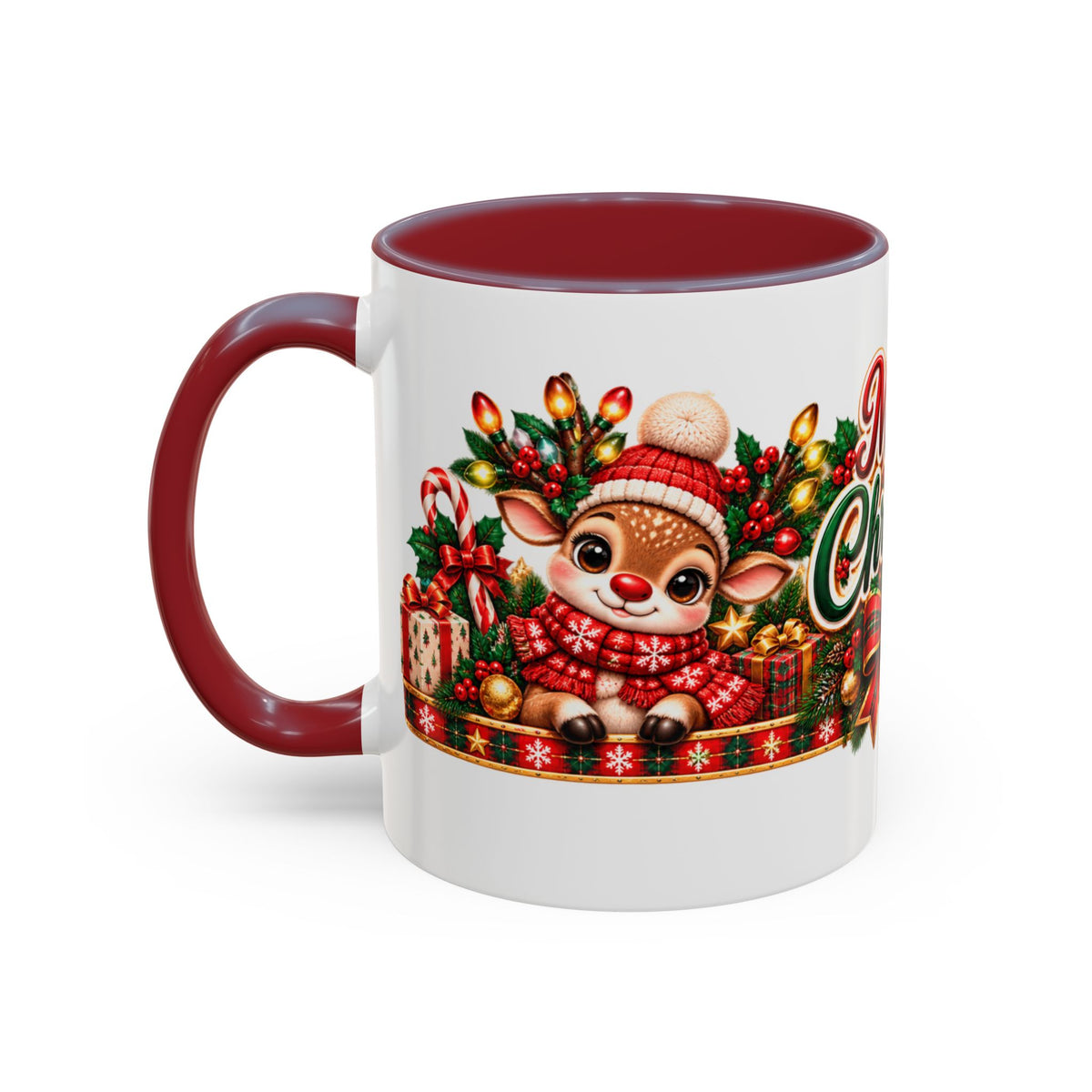 Cozy Cream Reindeer Christmas Mug