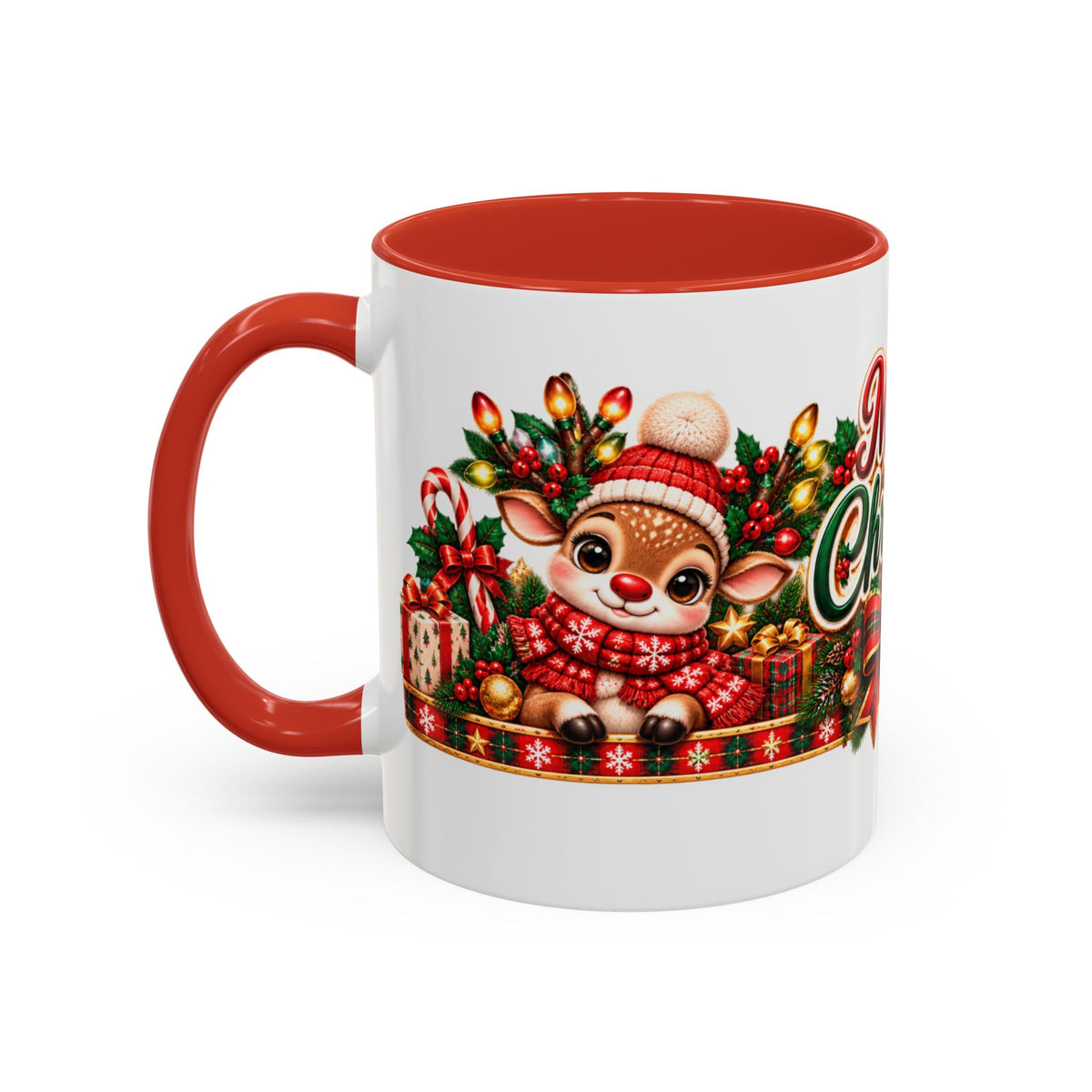 Cozy Cream Reindeer Christmas Mug