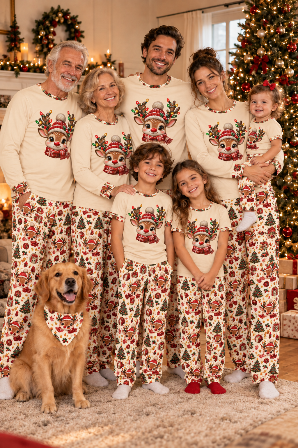 Twinkle Reindeer Matching Family Christmas Pajama Set
