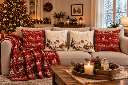 Stargazer Reindeer - Christmas Throw Pillow Cover