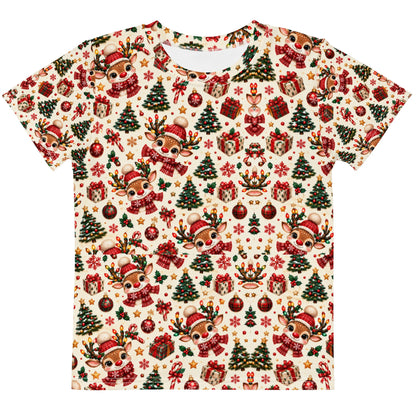 Cozy Cream Reindeer kids Christmas lounge tee