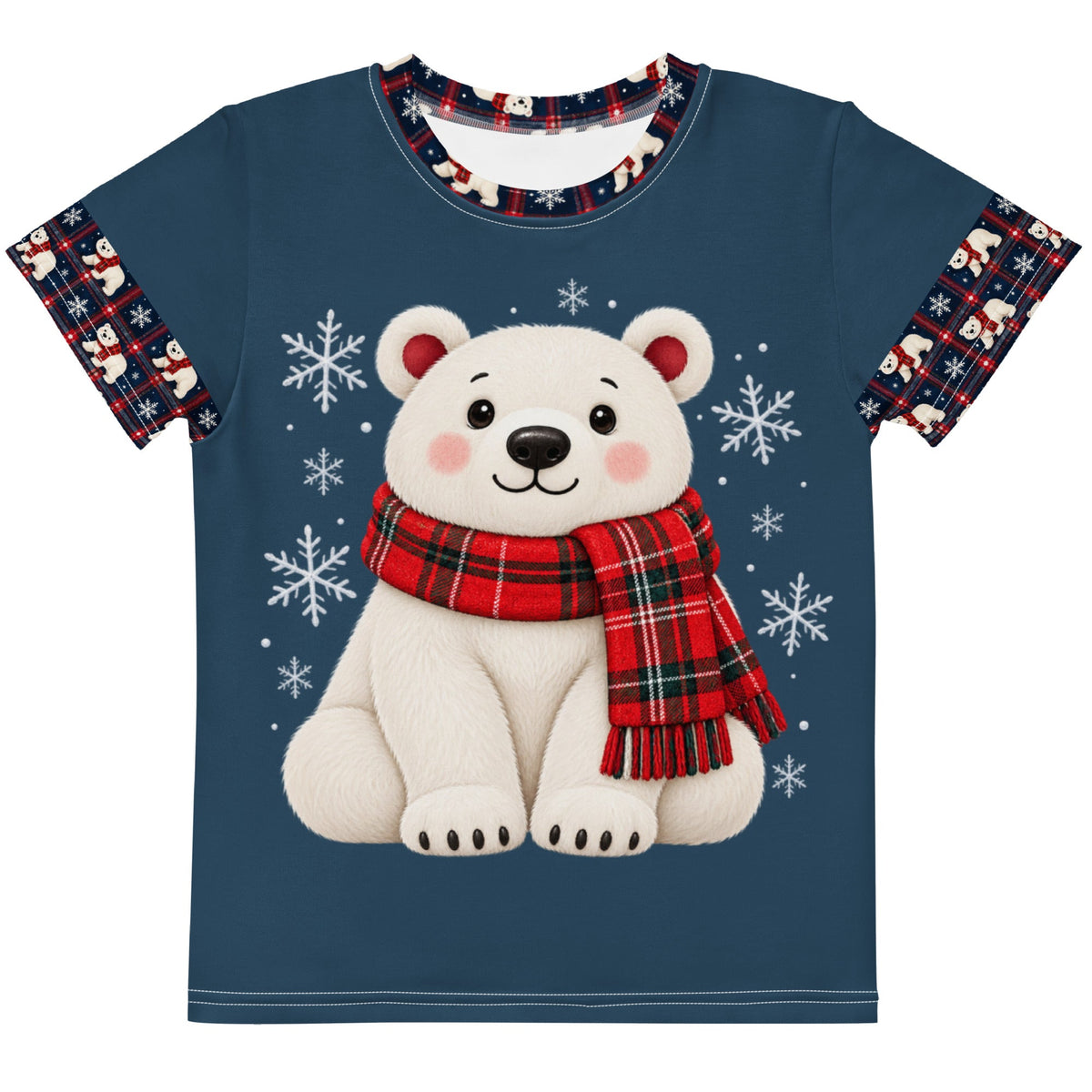 Polar Bear Plaid kids Christmas lounge tee