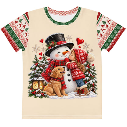 Snowman Kisses kids Christmas lounge tee