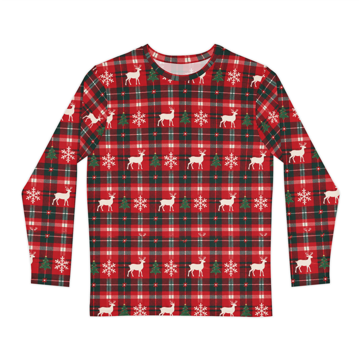 Reindeer Plaid matching family Christmas pajama top for adults