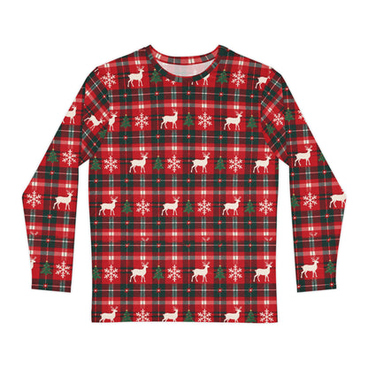 Reindeer Plaid matching family Christmas pajama top for adults
