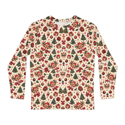Cozy Cream Reindeer Christmas pajama top for adults