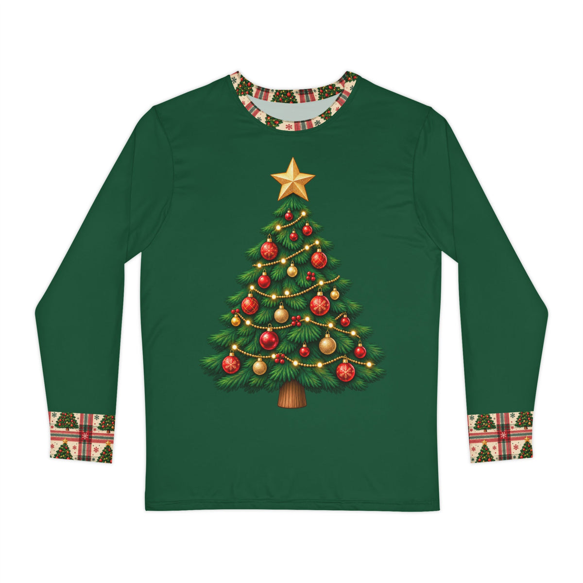 Evergreen Tree Plaid Christmas pajama top for adults