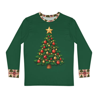 Evergreen Tree Plaid Christmas pajama top for adults