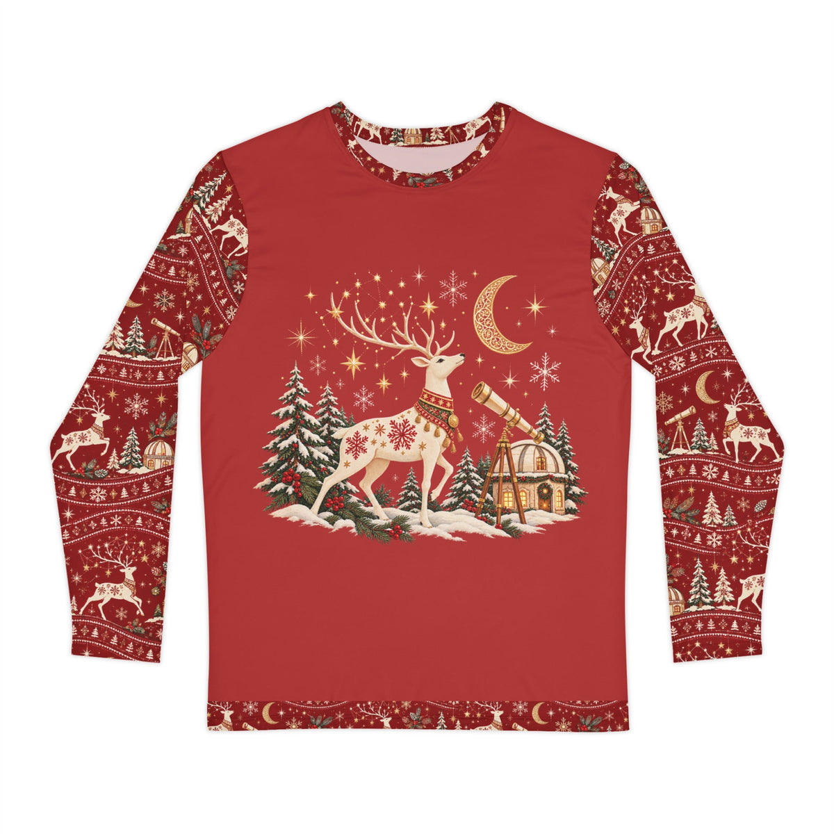 Stargazer Reindeer Christmas pajama top for adults