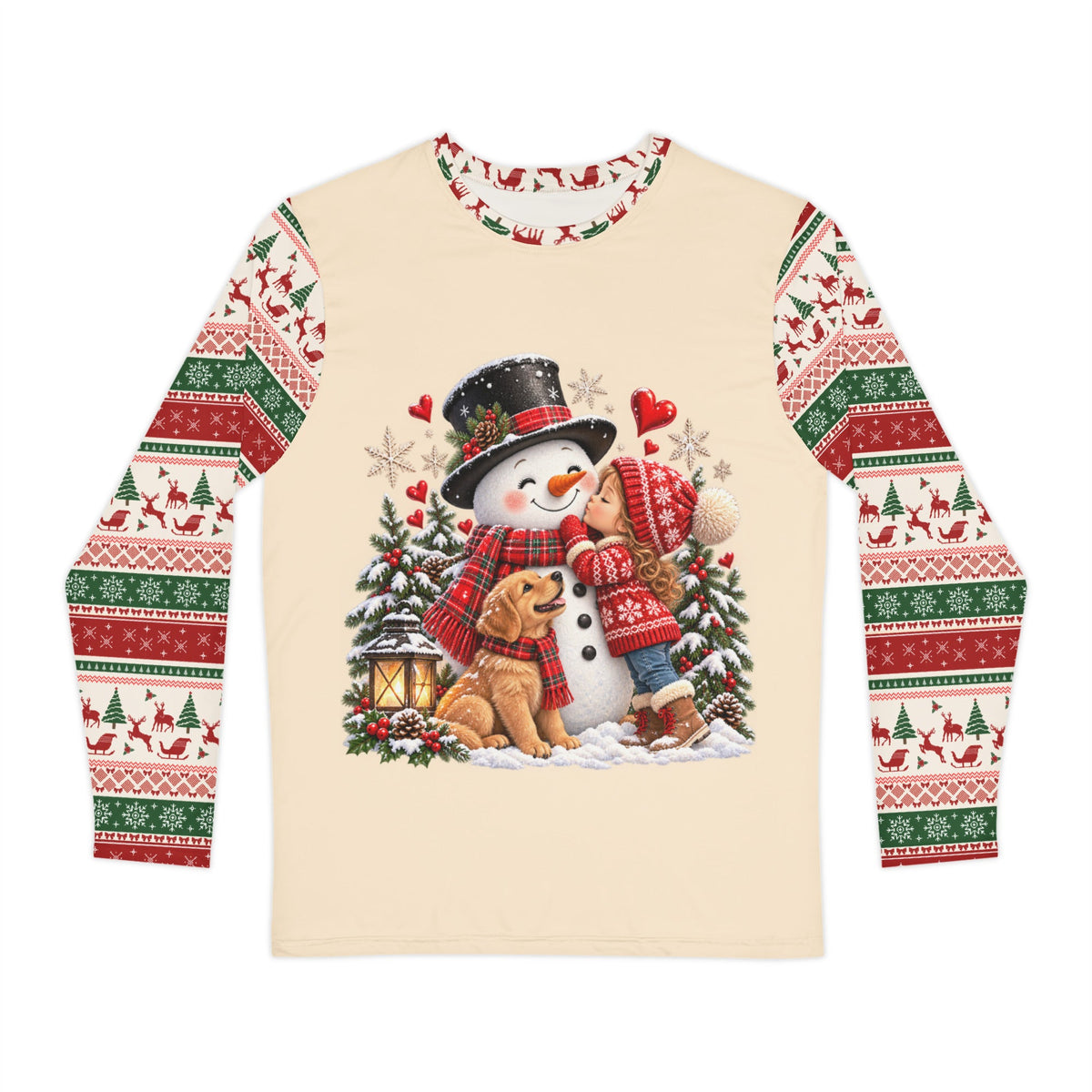Snowman Kisses Christmas pajama top for adults