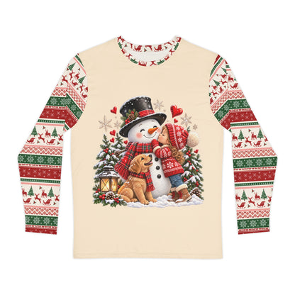 Snowman Kisses Christmas pajama top for adults