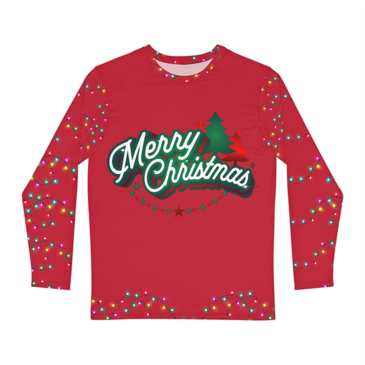 Merry & Bright Christmas pajama top for adults with Merry Christmas script