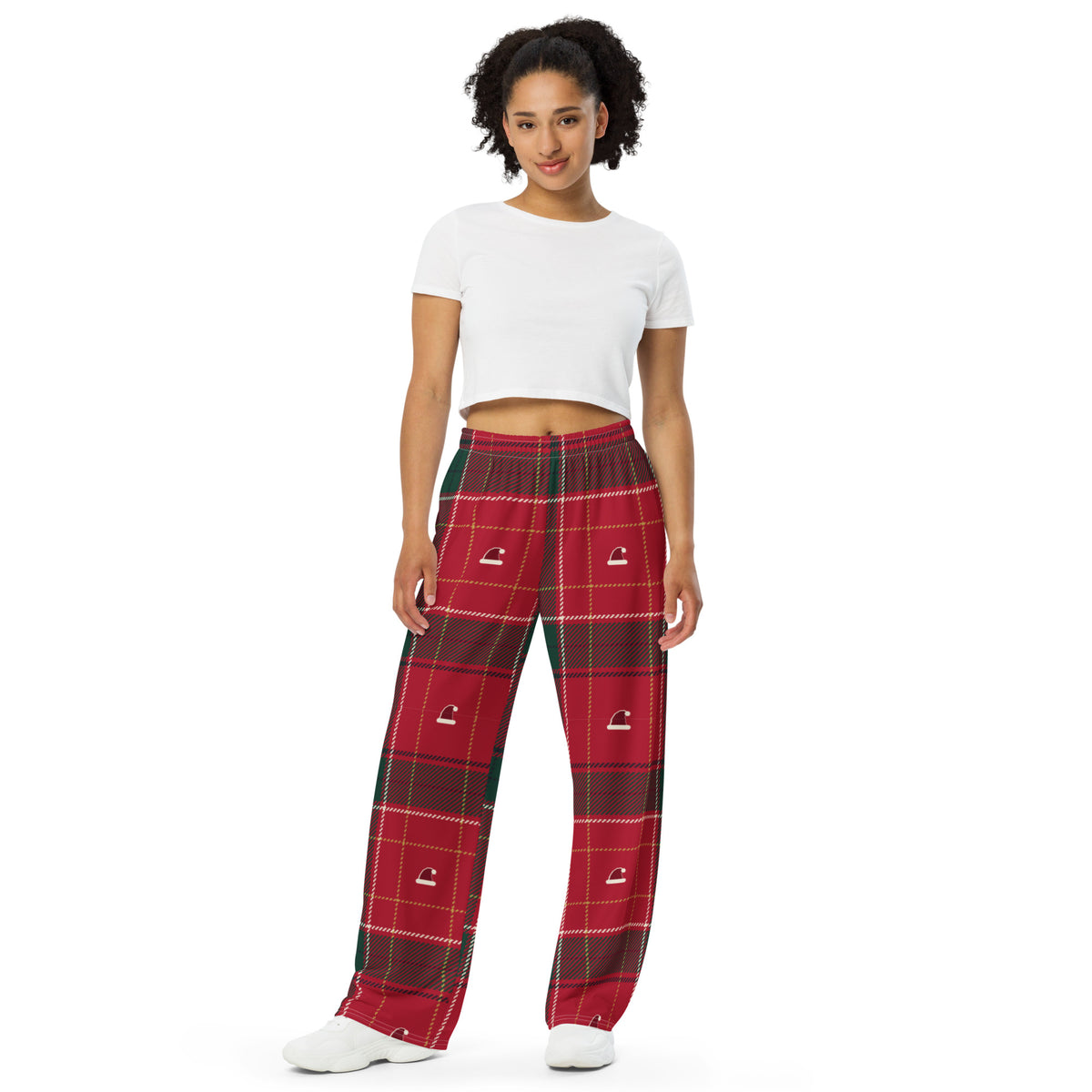 Matching family Christmas pajama pants for adults – front view on model