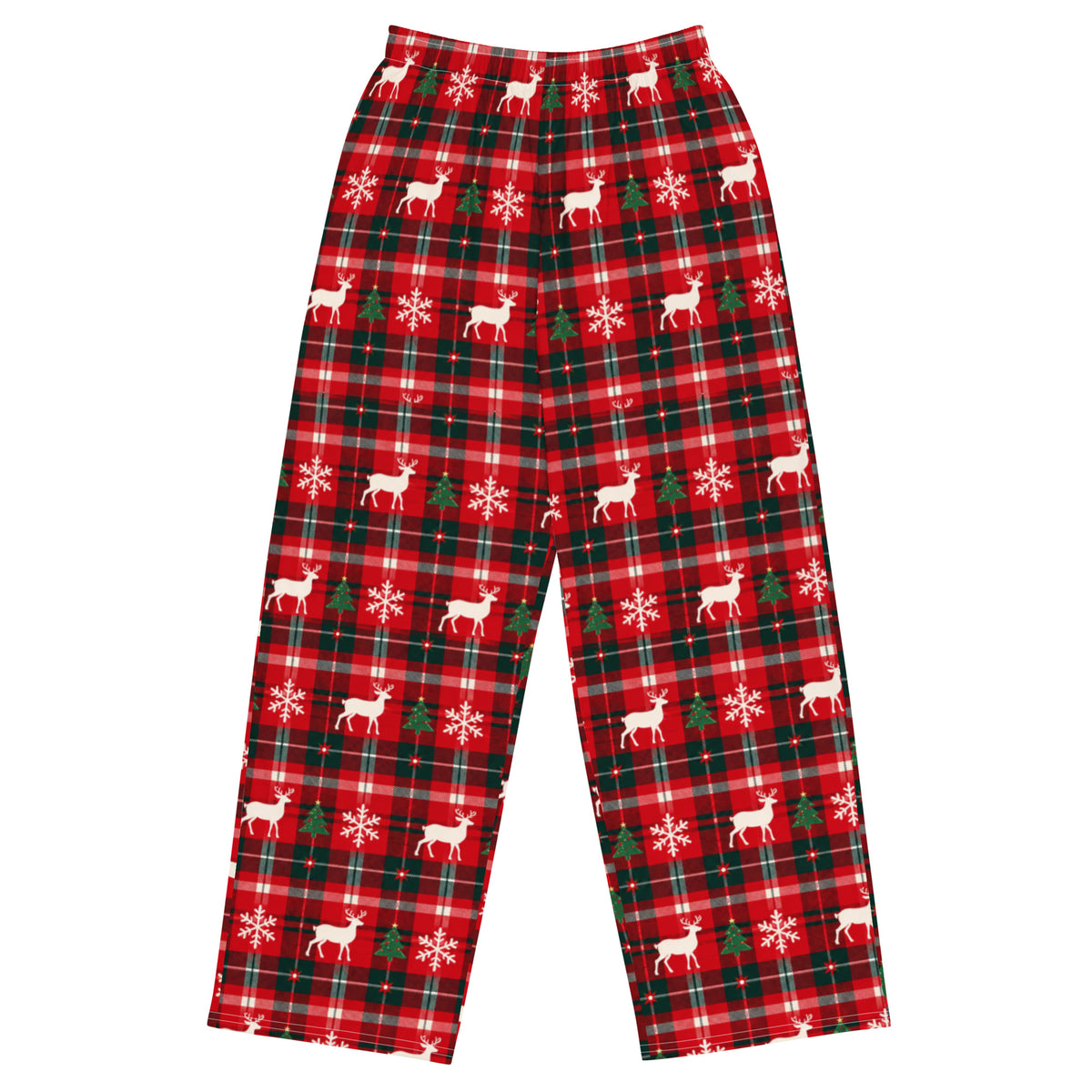 Reindeer Plaid matching family Christmas pajama pants for adults