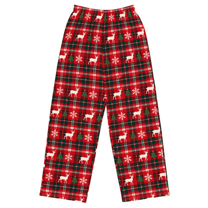 Reindeer Plaid matching family Christmas pajama pants for adults