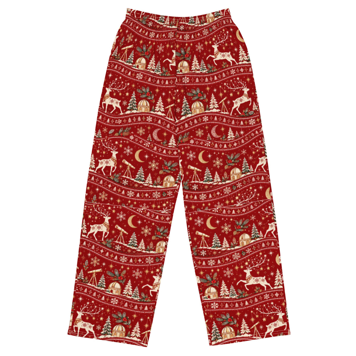 Stargazer Reindeer wide-leg Christmas pajama pants for adults