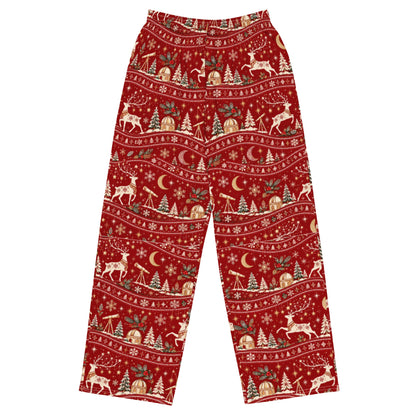 Stargazer Reindeer wide-leg Christmas pajama pants for adults