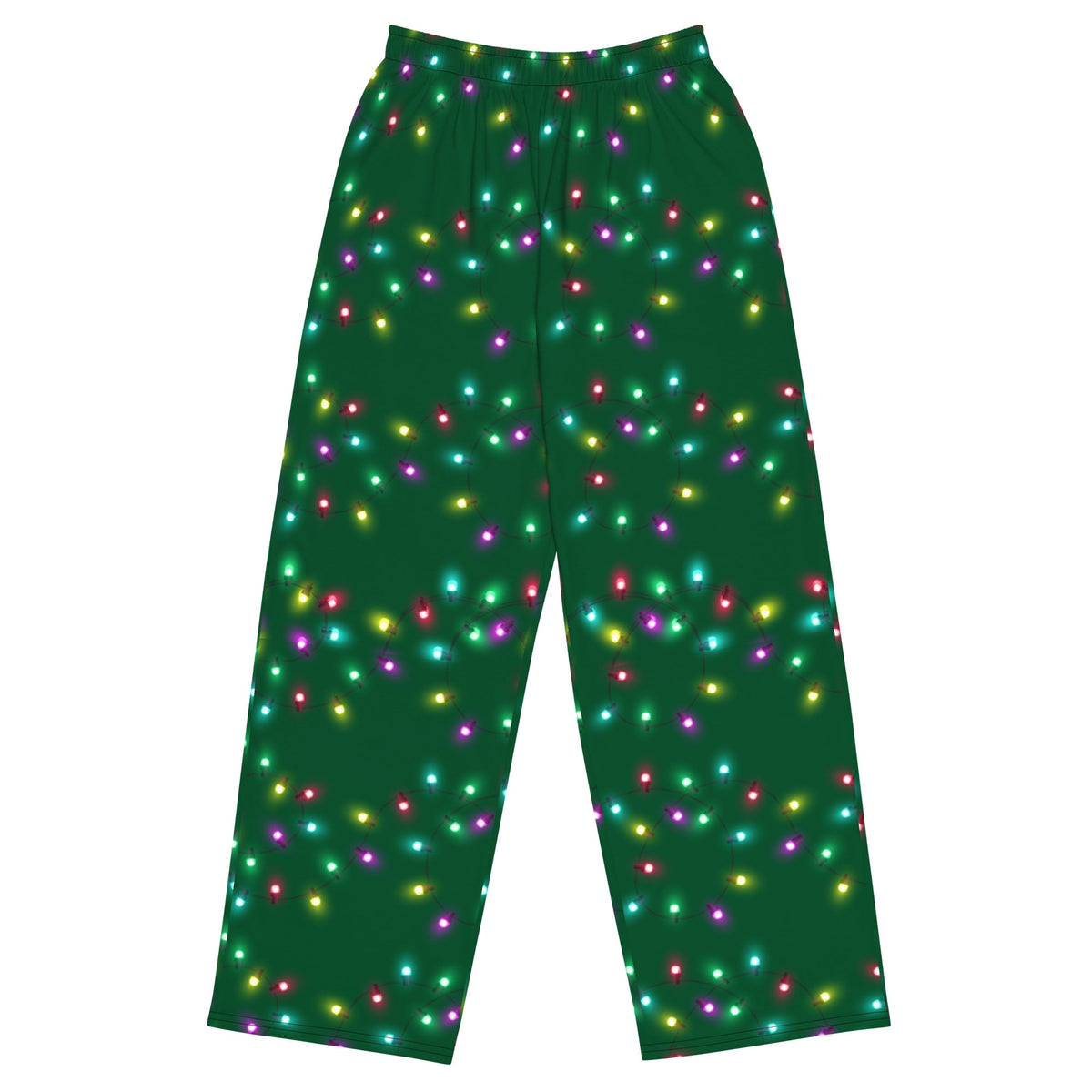 Merry Bow twinkle-lights wide-leg Christmas pajama pants for adults