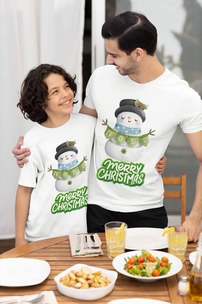Merry Christmas Snowman Matching Father & Son Christmas Shirt – Son Kids Tee