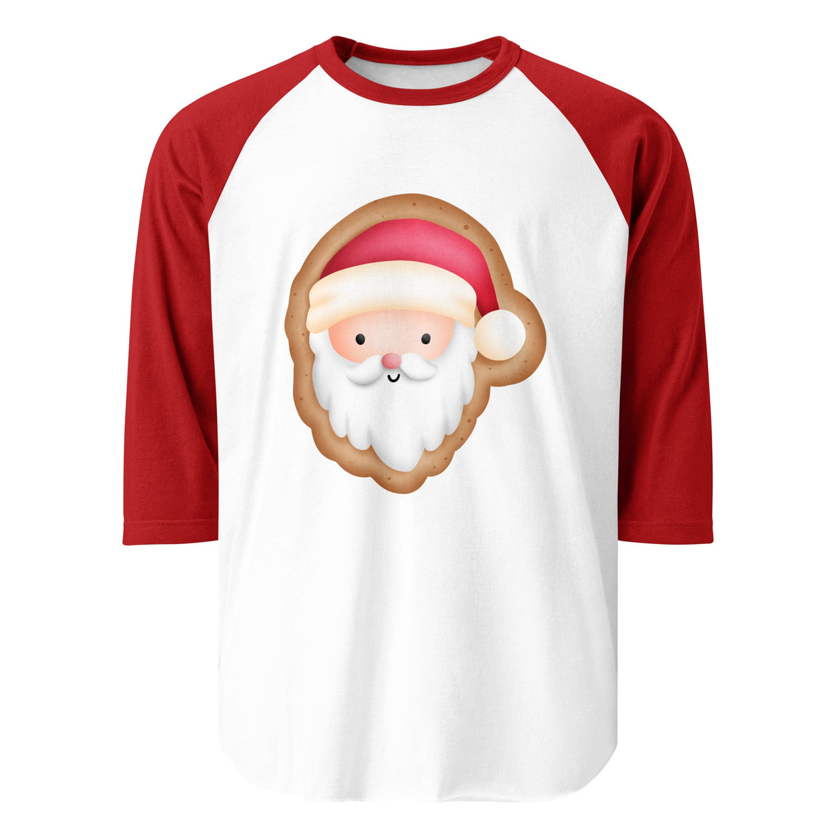 Santa Cookie white and red raglan Christmas pajama top
