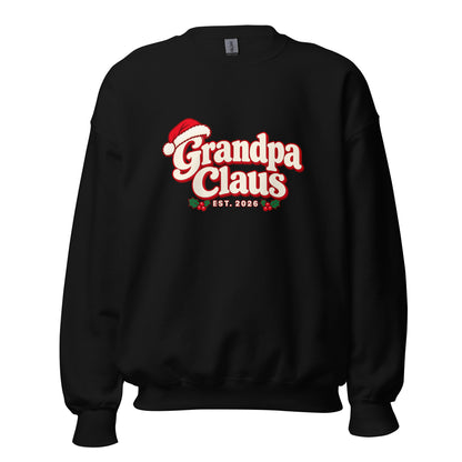 Grandpa Claus Christmas Sweatshirt – Black, front view