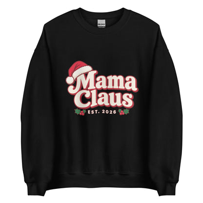 Mama Claus Christmas Sweatshirt – Black, front view