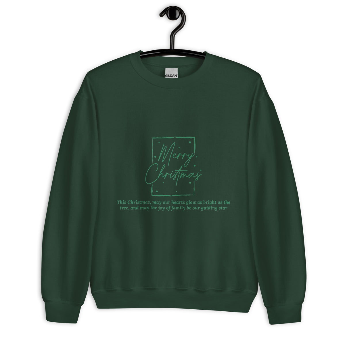 Forest green adult Merry Christmas family quote sweatshirt