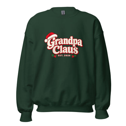 Grandpa Claus Christmas Sweatshirt – Forest Green, front view