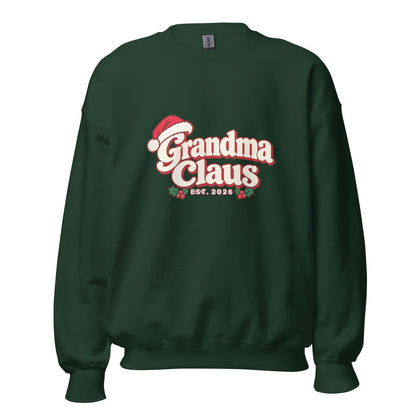Grandma Claus Christmas Sweatshirt – Forest Green, front view