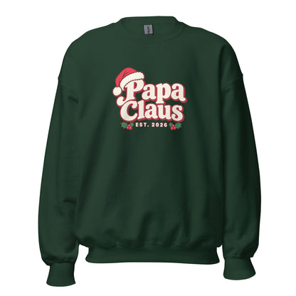 Papa Claus Christmas Sweatshirt – Forest Green, front view